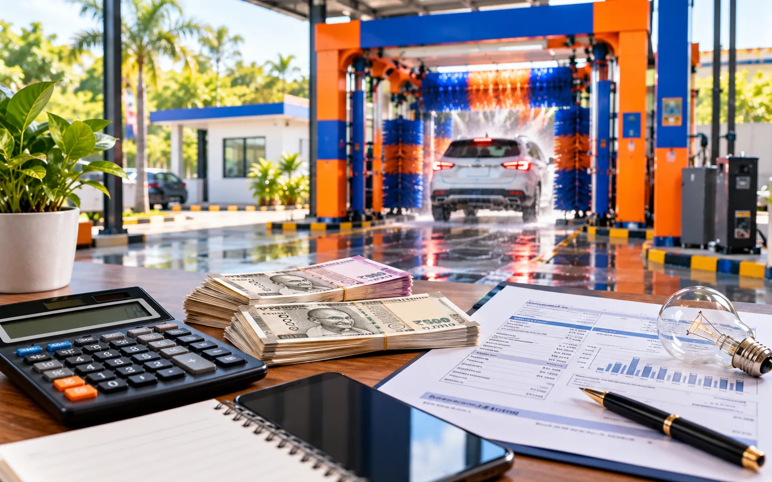 Car wash monthly operating cost breakdown (illustrative)